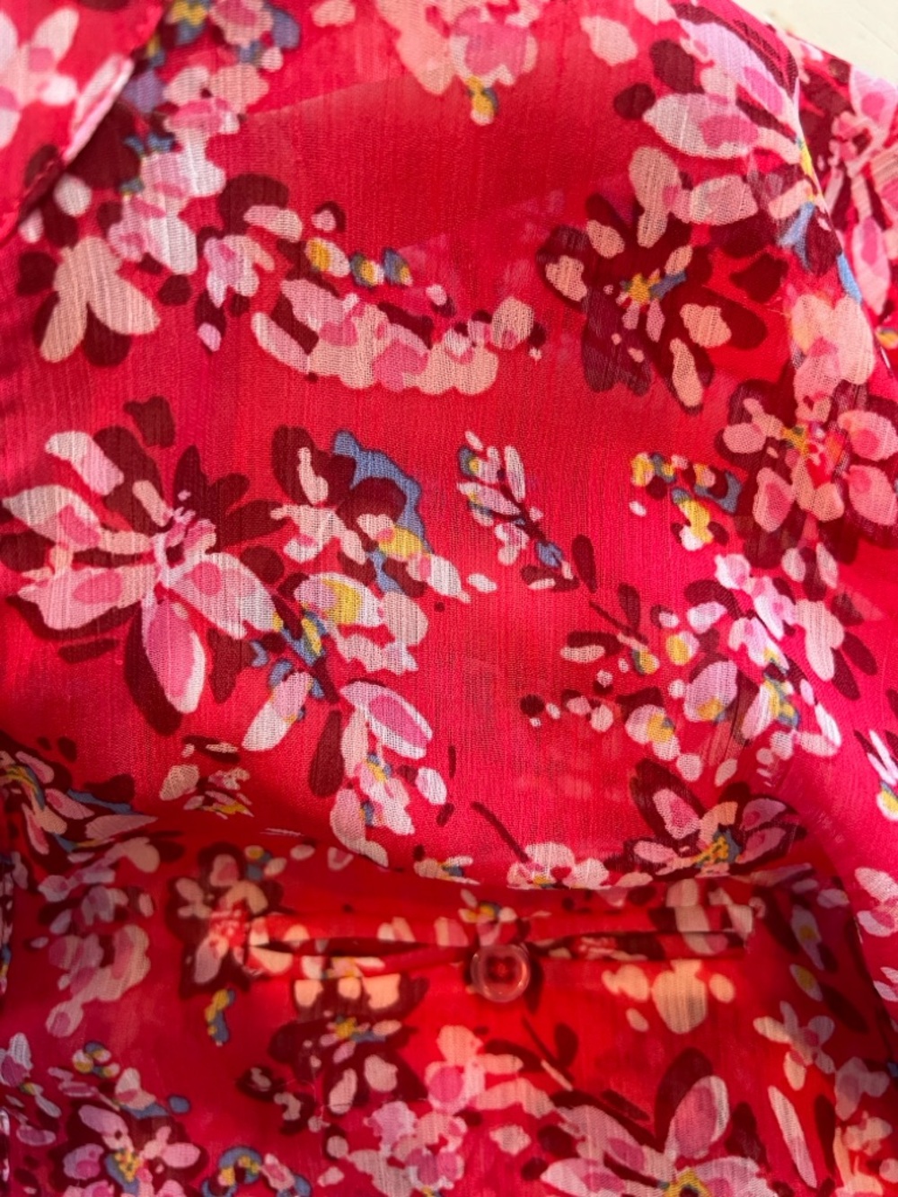 KUT from the Kloth Sheer Floral Button Down Adjustable Sleeves Blouse Size XL - Picture 5 of 11